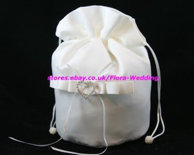 Elfenbein Satin Braut Dolly Tasche/Hochzeit Handtasche/Blumenmädchen Handtasche/Beutel, Diamant