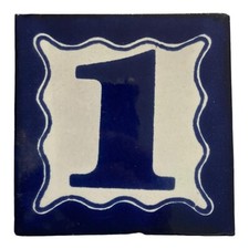 Mexican Talavera Tile 4x4 House Numbers Address White & Blue Table Numbers # 1