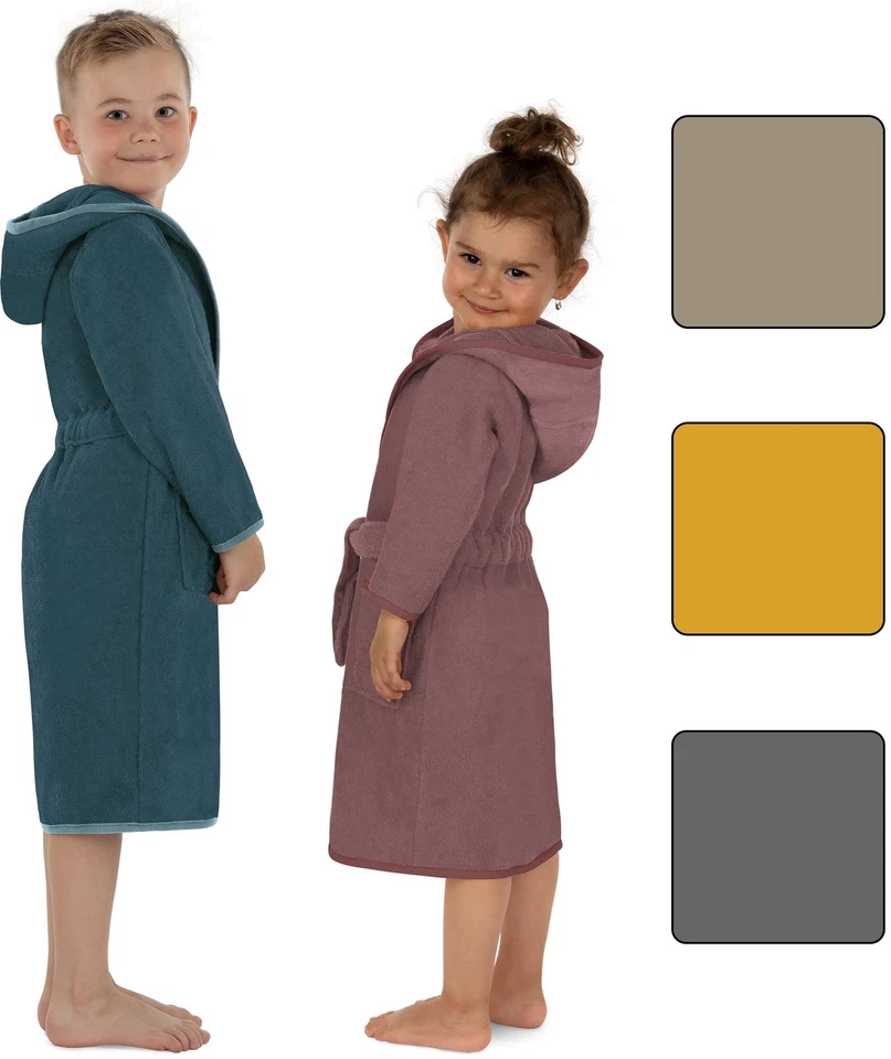 NORMANI Kinder Frottee Bademantel aus 100 % Bio-Baumwolle - für Jungen und Mädchen