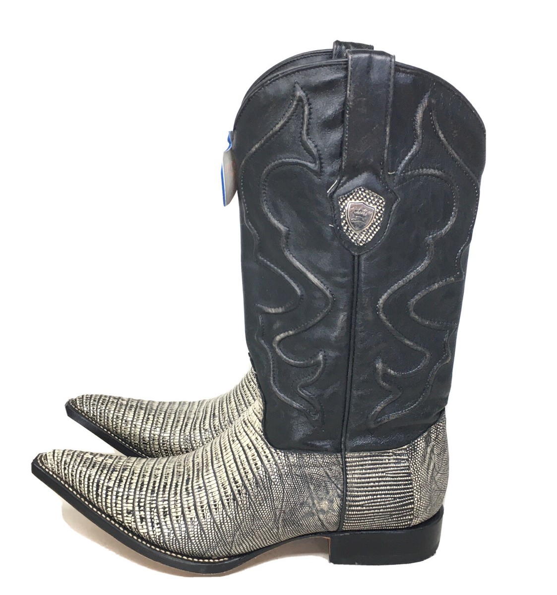 NWT Wild West Cowboy Boots Mens Black Gen Lizard Teju SIZE  display picture 1