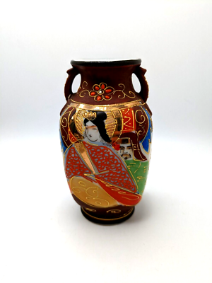 Vintage Japanese Satsuma Style Hand Painted Bone China Vase Made  display picture 1