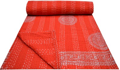  Hand Block Print Kantha Quilt Handmade Cotton Bedspread Queen Size Crazy Multi