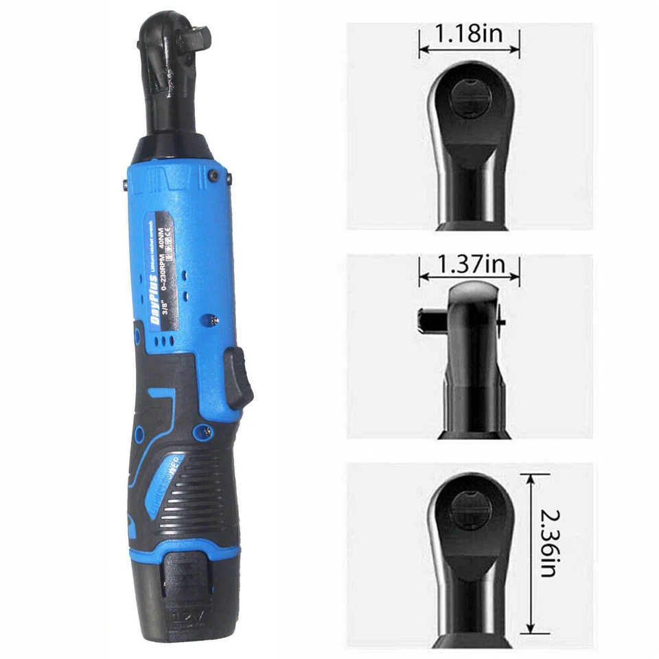 3/8'' Electric Cordless Ratchet Right Angle Wrench Tool Set + 2 Battery 175Nm - Image 4 of 4