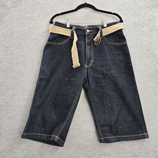 VINTAGE Southpole Men Shorts 18 Blue Denim Buckle 12" Inseam Hip Hop Skater Y2K