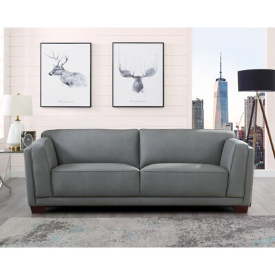 Hydeline Marshall Top Grain Leather Sofa Couch, Memory Foam and Springs Seating