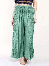 Women's Palazzo Side Slit Elastic Waist Casual Embroidery Pant Wholesale Mix Lot