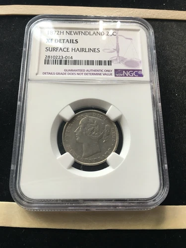 1872H  NGC Graded Newfoundland,  ¢20 Cent, **XF-Details; Surface Hairlines**014