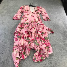 LoveShackFancy Dress Womens Small SALIMA DRESS Desert SILK EYELET Embroidery $57