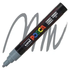 Posca Markers, Paint Marker, Grey Paint, 5M Medium Tip, Opaque, Acrylic, Gray