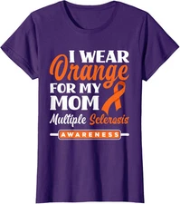 I Wear Orange For My Mom Multiple Sclerosis Support Ladies' Crewneck T-Shirt