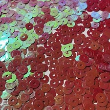 6mm Flat Sequins Crimson Red Opaque Rainbow Iris Luster Made in USA
