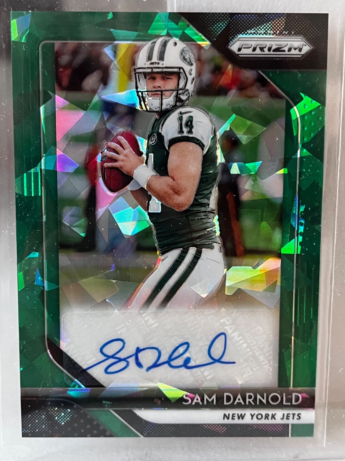 2018 Sam Darnold Prizm Green Crystals Auto #34/49 Rookie Card