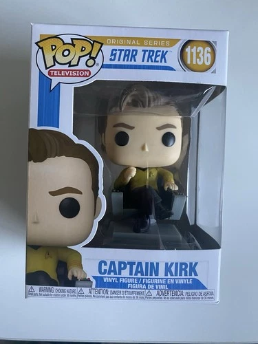 Funko Pop! Vinyl Television Star Trek Captain Kirk In Chair #1136 W/ Protector