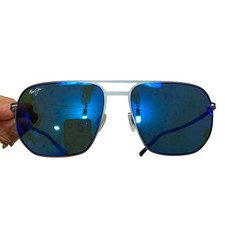 Maui Jim Sharks Cove MJ605-03 Sunglasses Matte Silver Blue Hawaii Polarized