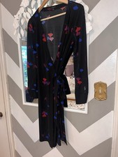 Ann Taylor Floral Button Cuff Wrap Women's Dress - Black, Size 8