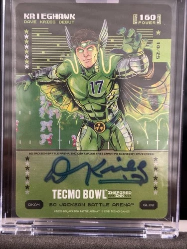 2026 Bo Jackson Battle Arena Tecmo Bowl Krieghawk (Dave Kraig) Auto Glow 160 PWR