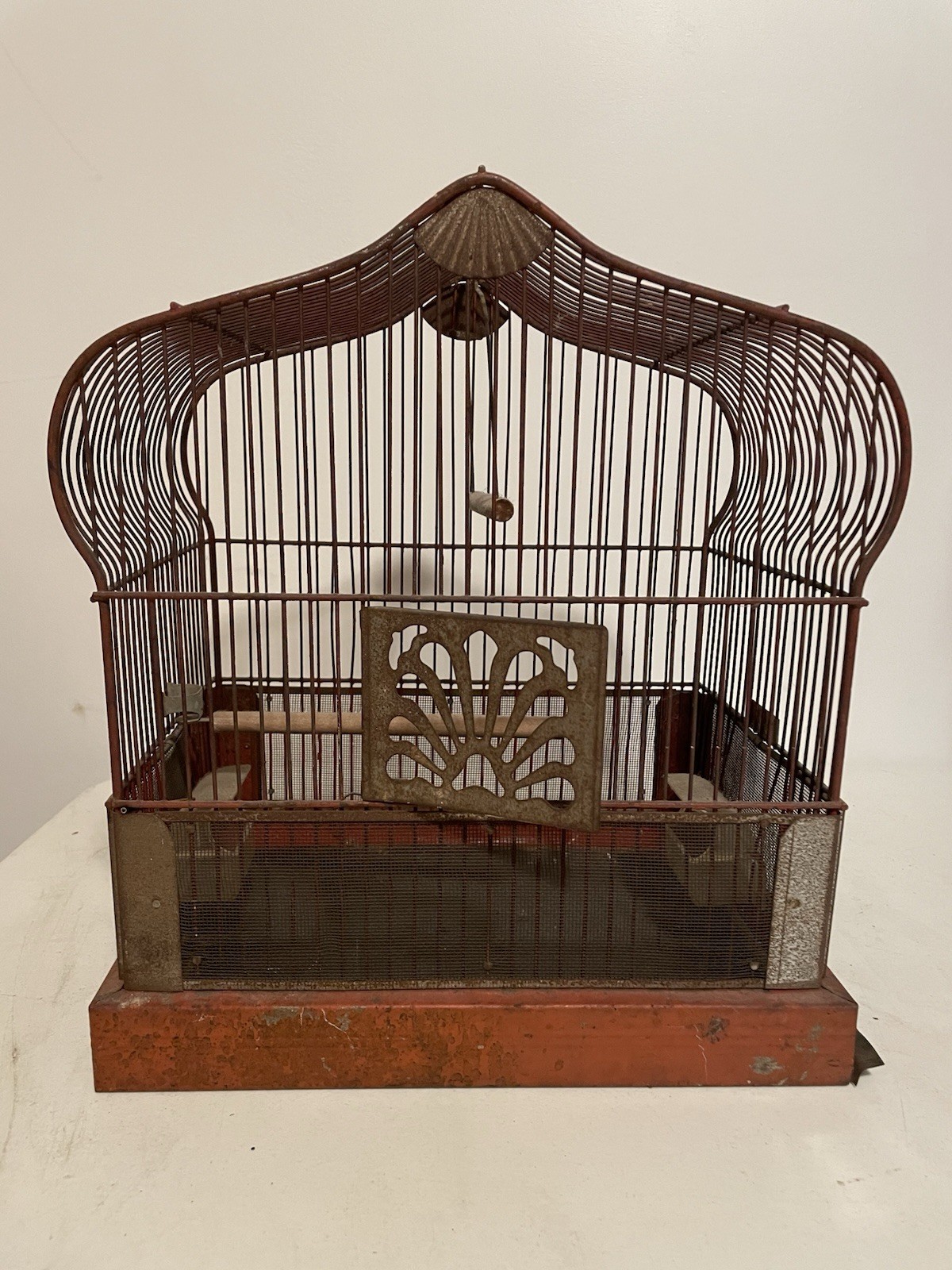 Antique Art Deco 1930s Crown Bird Cage Swing