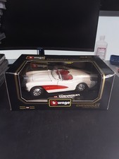 Bburago Diamonds Chevrolet Corvette 1957 Model Car Die-cast Whitered New