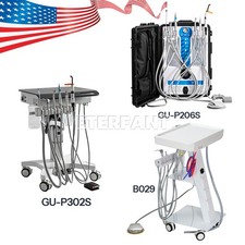 Portable Dental Mobile Delivery Unit System w/Air Compressor 4Holes Suction Cart