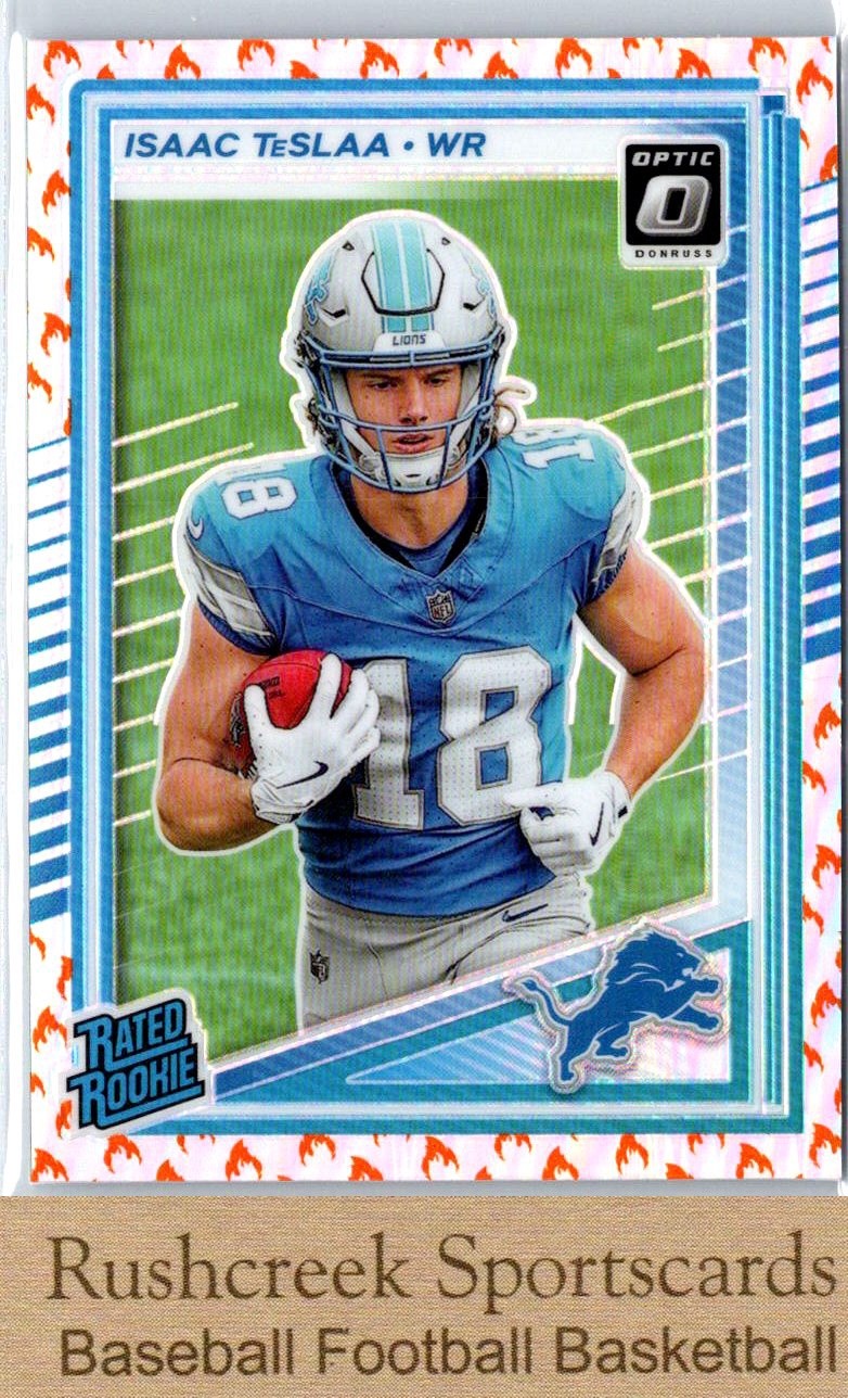 2025 Donruss Optic #219 Isaac TeSlaa RC Rookie Prizm Fire Emoji
