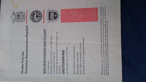 Programmheft Sachsenring WM Lauf f Motorräder 17. Juli 1966 Großer Preis Der DDR - Bild 3 von 4