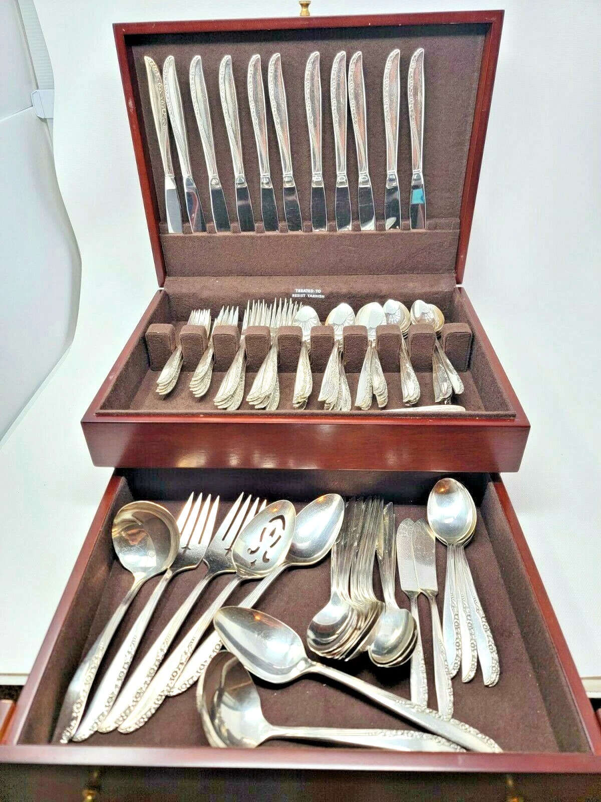 ONEIDA Ltd Wm A Rogers BRITTANY ROSE Stainless Steel Flatware 90 Pc SET Serving