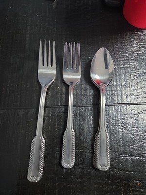 Lot of 10 Rogers Stanley Roberts Salem Stainless Korea Rope Border Flatware