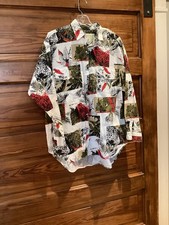 Vintage 80s Kenya Club Tropical All Over Print Button Down Shirt Sz L