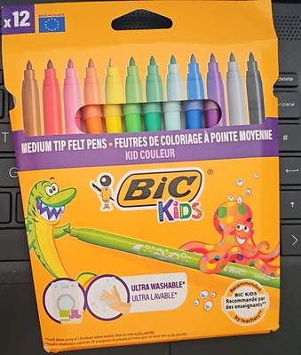 BIC Kids Kid Couleur Filzstifte, verschiedene Farben, 12er Pack - mittlere Spitze,
