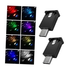2 PCS USB Type C LED Ambient Light, 8 Colors RGB Car Atmosphere Lamp 2pcs
