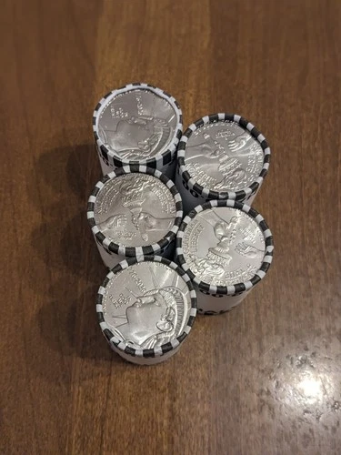 Lot of Five (5) 2026-D Enduring Liberty Half Dollar Rolls Uncirculated OBW Bank