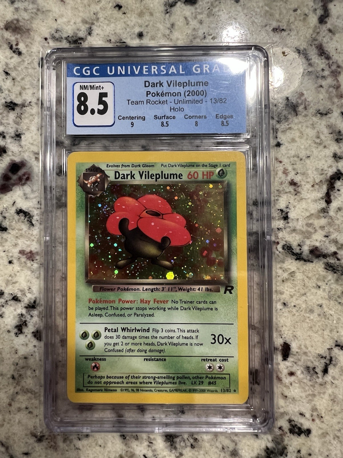 PSA CGC 9 MINT dark Vileplume 13/82 Team Rocket-Unlimited Edition Holo Swirl Old