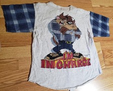 Vintage 1995 Looney Tunes Taz Stand Back Baseball Shirt XL USA Warner Bros
