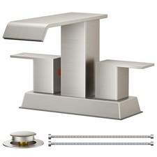 4 Inch Centerset Bathroom Sink Faucet 2 or 3 Hole Brushed Nickle Double Handle,