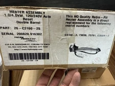 Hydro Quip 1.0/4.0Kw 120/240V Double Barrel PDR Titanium Heater Assembly