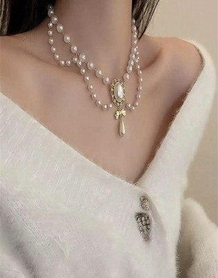 Choker, Lolita Style Baroque Inspired Faux Pearl Tassel Necklace For Women