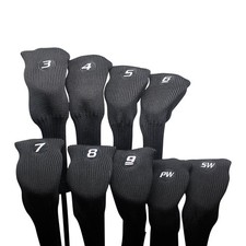 Majek All Hybrid Golf Club Black Sleek Tight Fit Headcover Set 3-SW Acrylic H...