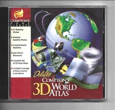 COMPTON'S 3D WORLD ATLAS DELUXE CD-ROM COMPLETE DISC CASE BOOKLET