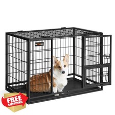 Feandrea Heavy Duty Dog Crate L Black Double Door Escape Proof