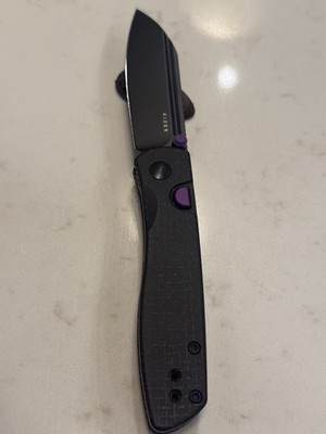 Kizer Renaissance V3698A1 N690 Drop Point Black Micarta Button Liner Pocketknife
