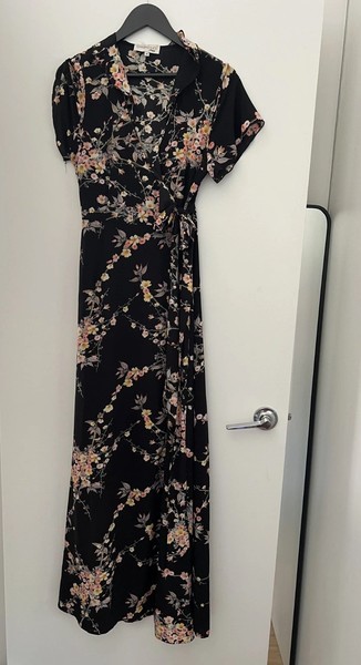 Chasing Kate By St Frock Women's Wrap Maxi Dress Floral Black Size 14