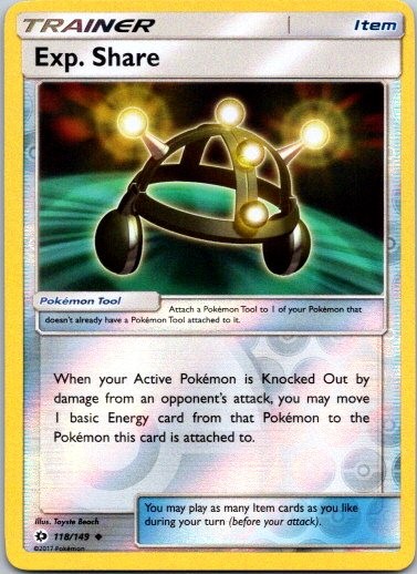 Exp. Share Uncommon SM Base Set 118/149 LP Reverse Holofoil Pokemon Card
