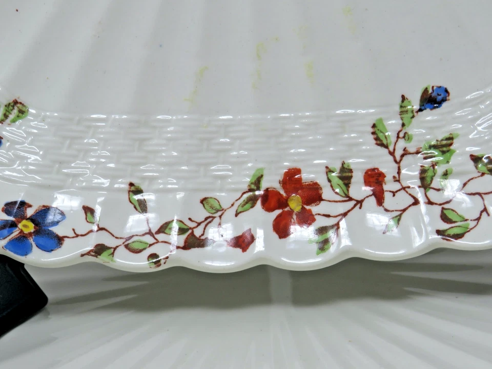 6 Spode Wicker Dale Floral Chelsea Wicker Square Salad Plates 7 5/8" England HTF - Image 2 of 4