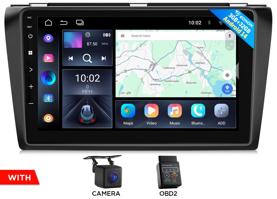 Eonon Android 14 Car Stereo GPS Navi Radio CarPlay Audio WiFi For Mazda 3 04-09