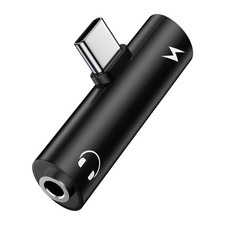 USB C to 3.5mm Audio Adapter and Fast Charger for Samsung Galaxy A17 Black