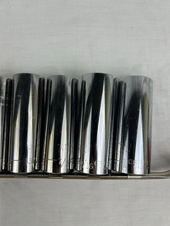 Vintage Craftsman 9pc 1/2" Drive Deep 12 Pt Socket Set 9/16”-1” 10 47531 47529 - Image 2 of 4