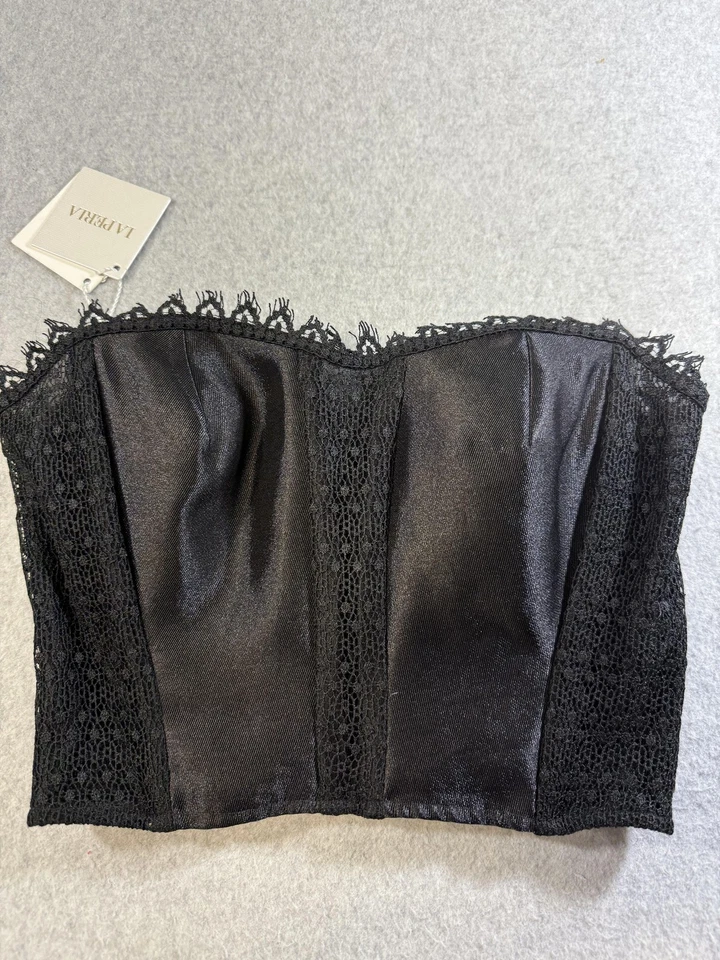 Top La Perla Bustier para mujer 38 encaje seda satén corsé sin tirantes hecho en Italia Foto 2 de 4