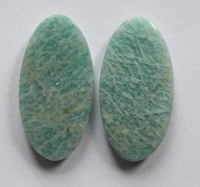 38.60 Ct Natural Amazonite (30mm X 15.4mm each) Cabochon Loose Match Pair