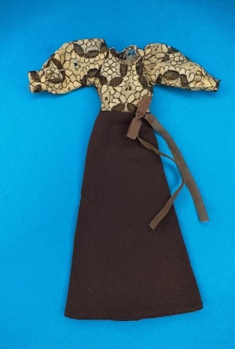 Vintage Cher Ward Mego Tuesday Taylor Fashion Doll Clothes Brown Lace Maxi Dress