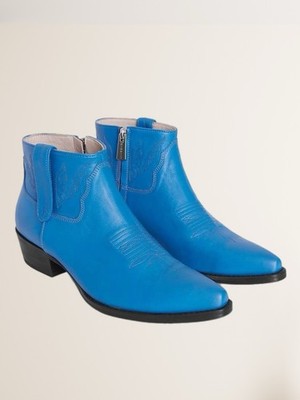 Anine Bing Damen Stiefeletten Leder Azur-Blau / Königsblau Gr 38 Leder wie Neu